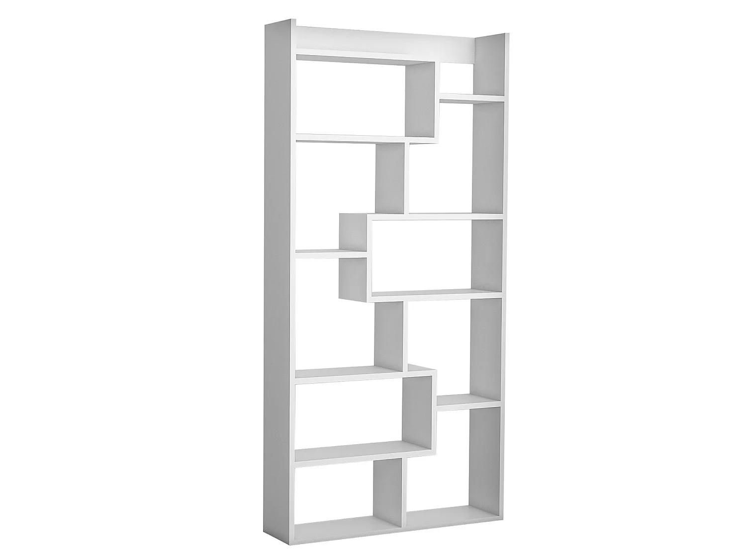 Skandynawska biblioteczka Kuttap z białego drewna 90x22x182 cm z 12 praktycznymi półkami