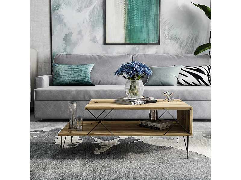 Table basse en bois "Loire" - 100 x 50 x 40 cm - Marron