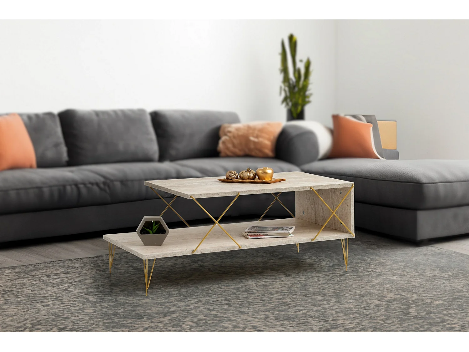 Table basse en bois "Loire" - 100 x 50 x 40 cm - Beige