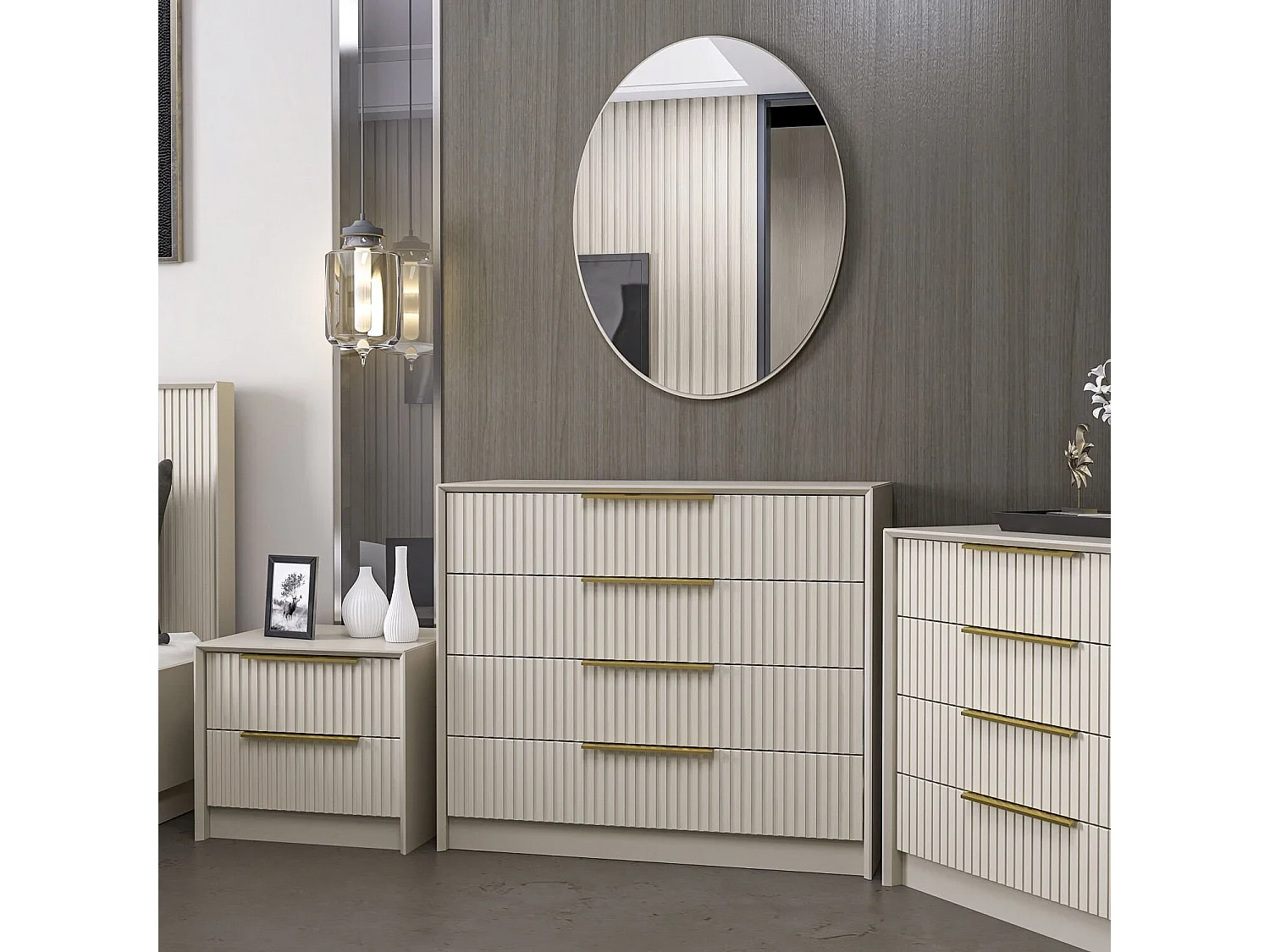 Commode en bois "Kale" - 100 x 45 x 85 cm - Beige