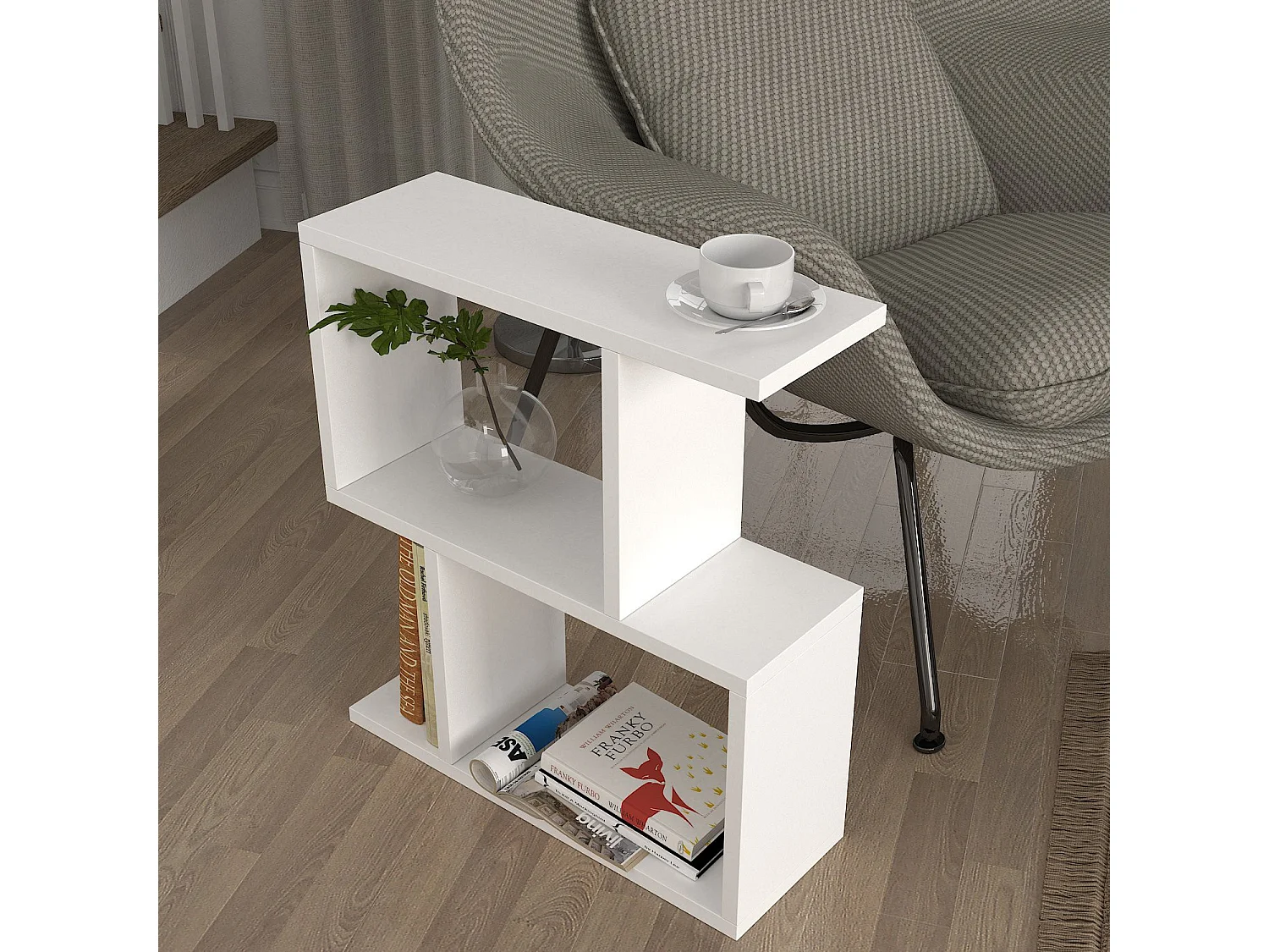 Table d'appoint en bois "Karinus" - 50 x 17 x 55 cm - Blanc