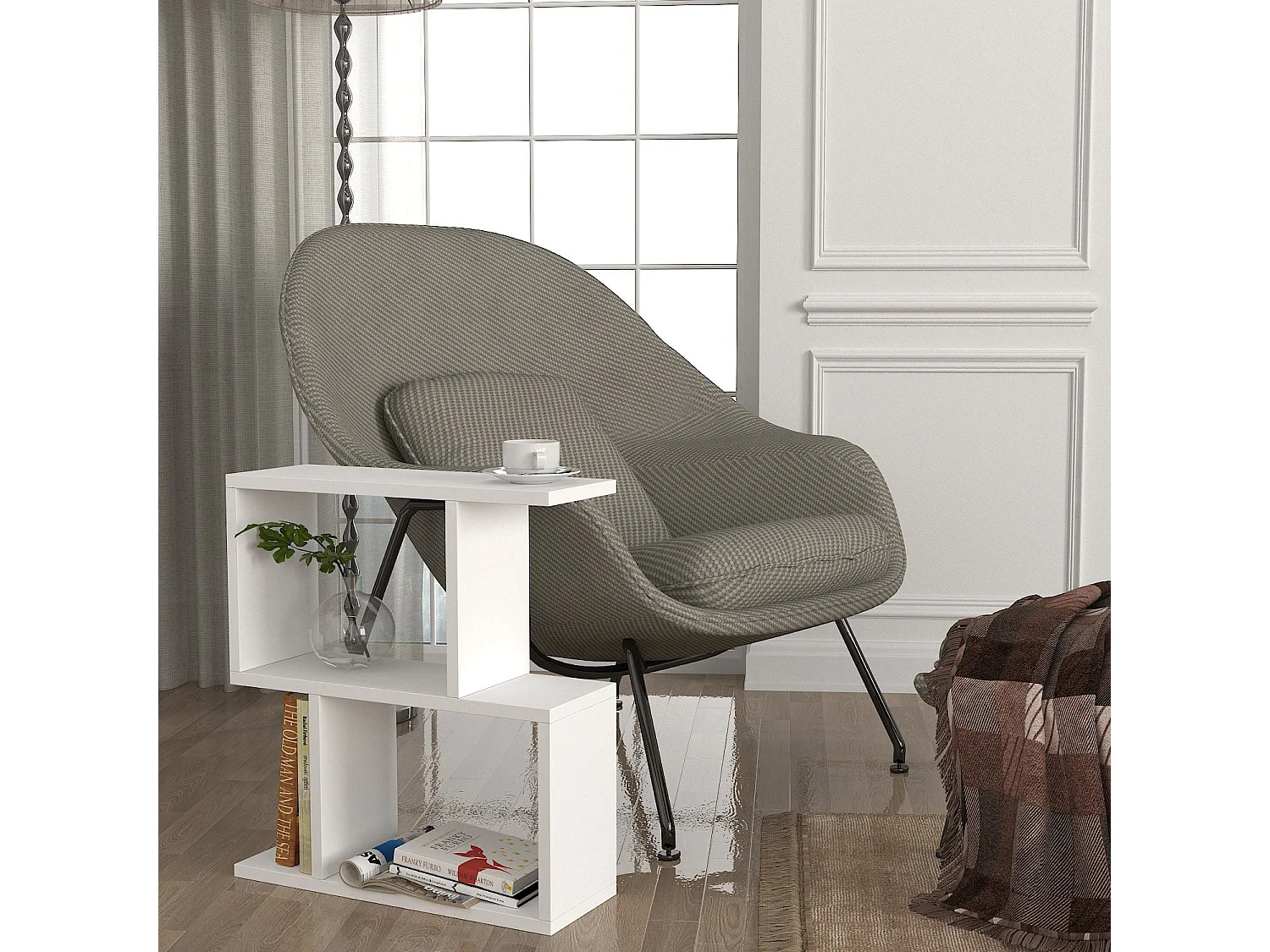 Table d'appoint en bois "Karinus" - 50 x 17 x 55 cm - Blanc