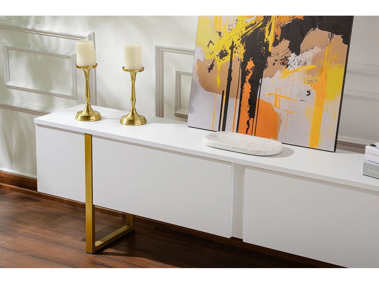 Meuble TV en bois "Serenity" - 180 x 29 x 50 cm - Blanc