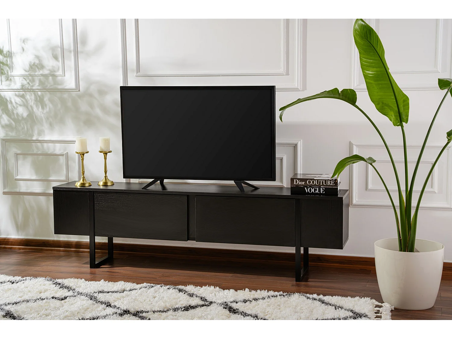 Meuble TV en bois "Serenity" - 180 x 29 x 50 cm - Noir