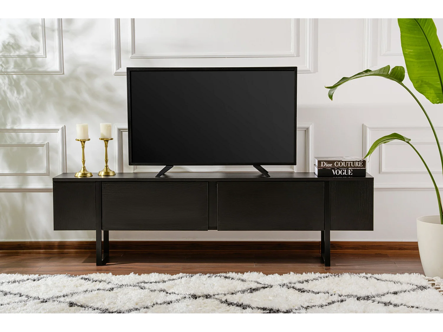 Meuble TV en bois "Serenity" - 180 x 29 x 50 cm - Noir