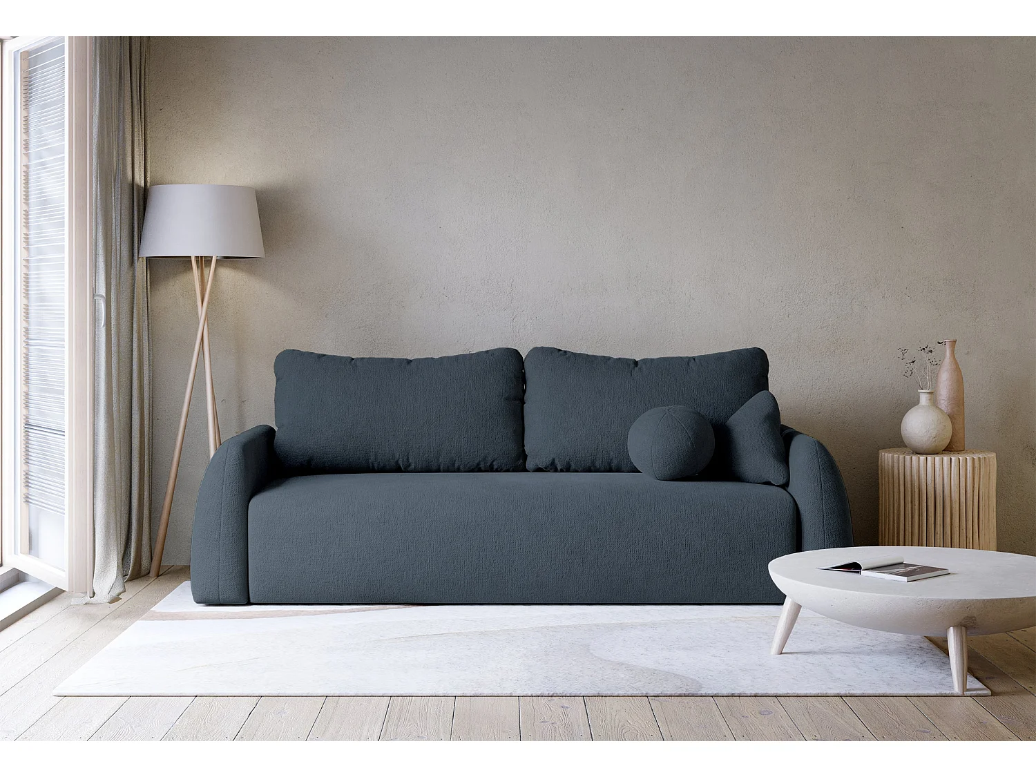 Canapé convertible 3 places - bleu marine - NUBELLE