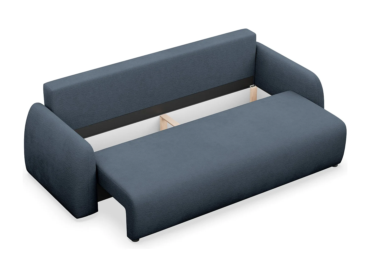 Slaapbank met opbergruimte - chenille - donkerblauw - NUBELLE
