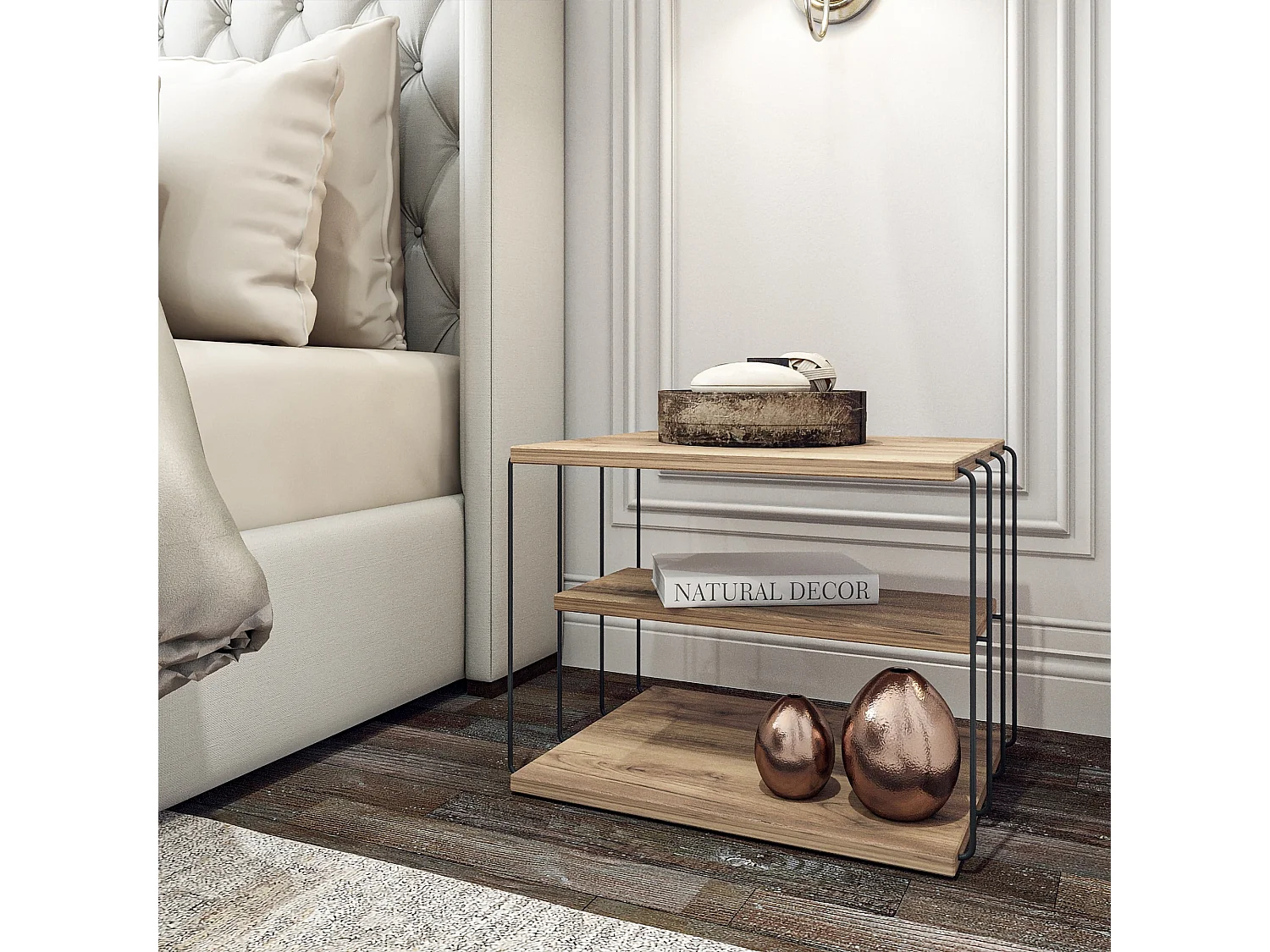 Table d'appoint en bois "Lifon" - 50 x 40 x 33 cm - Marron