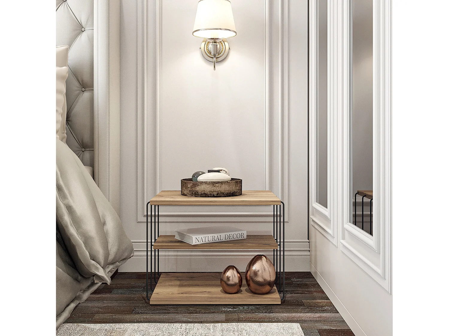 Table d'appoint en bois "Lifon" - 50 x 40 x 33 cm - Marron