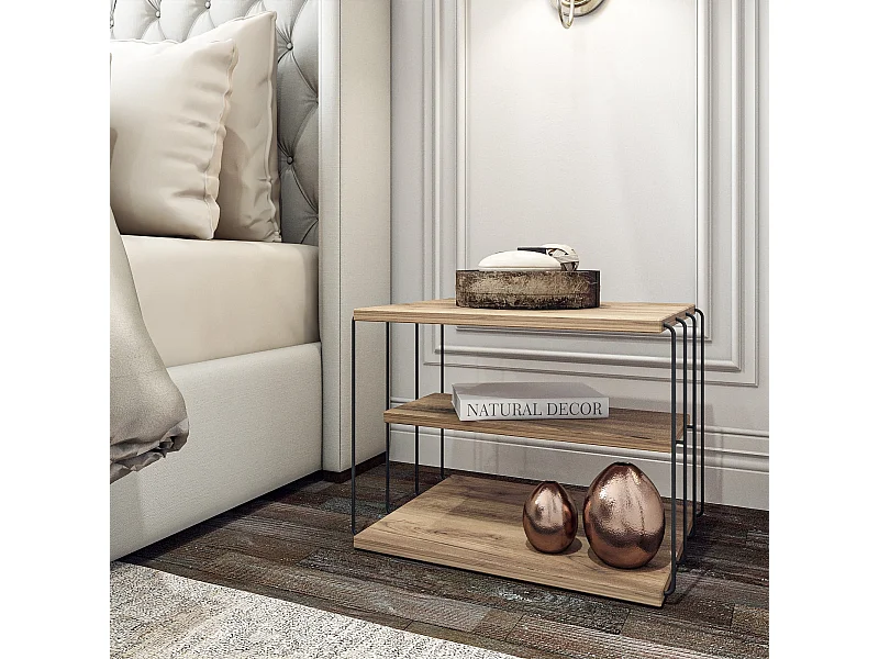 Table d'appoint en bois "Lifon" - 50 x 40 x 33 cm - Marron