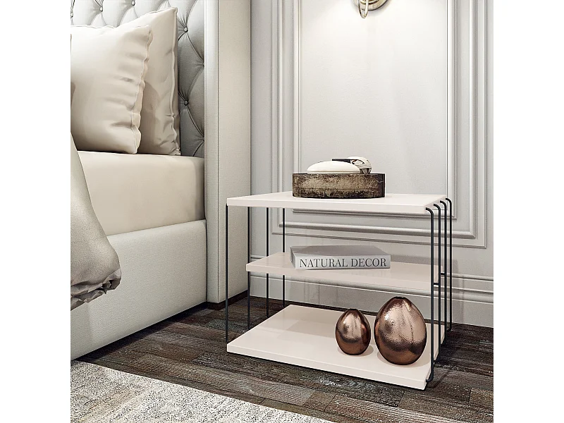 Table d'appoint en bois "Lifon" - 50 x 40 x 33 cm - Blanc