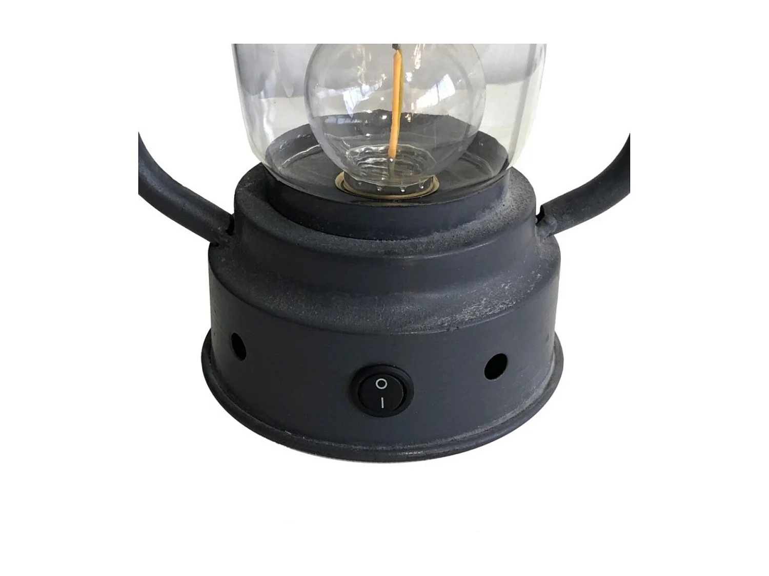 Lanterne pétrole jardin à poser à piles ancienne métal gris 22cm