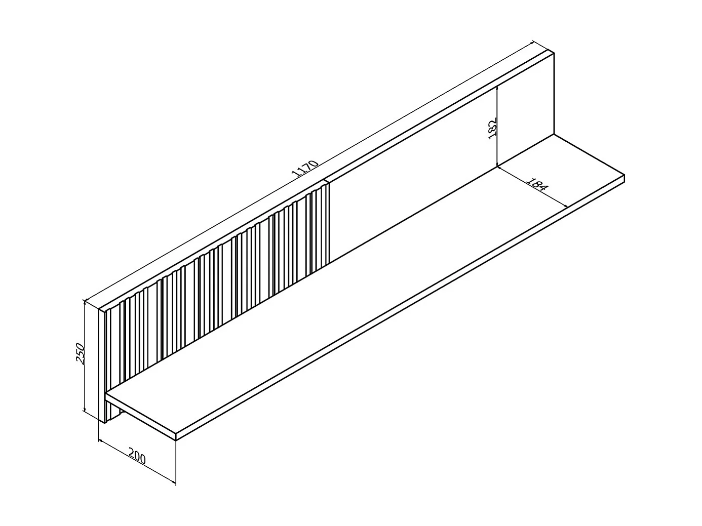 Scaffale da parete Luka in legno e nero