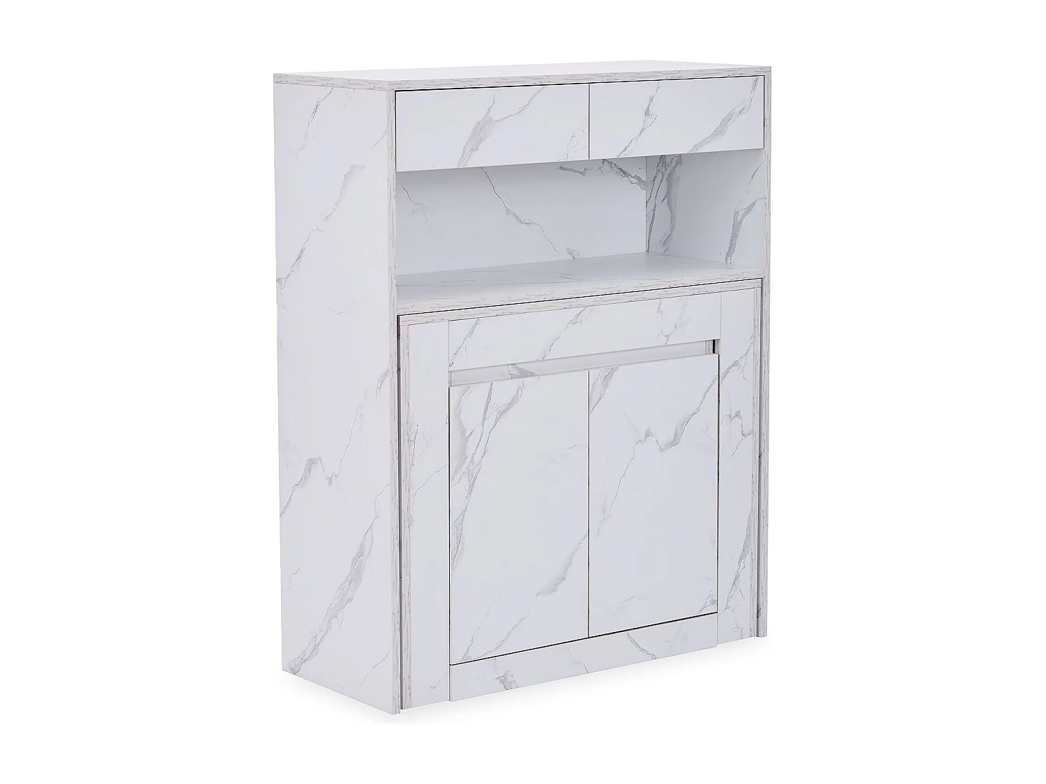 Console extensible avec rangement Fontano Effet marbre blanc