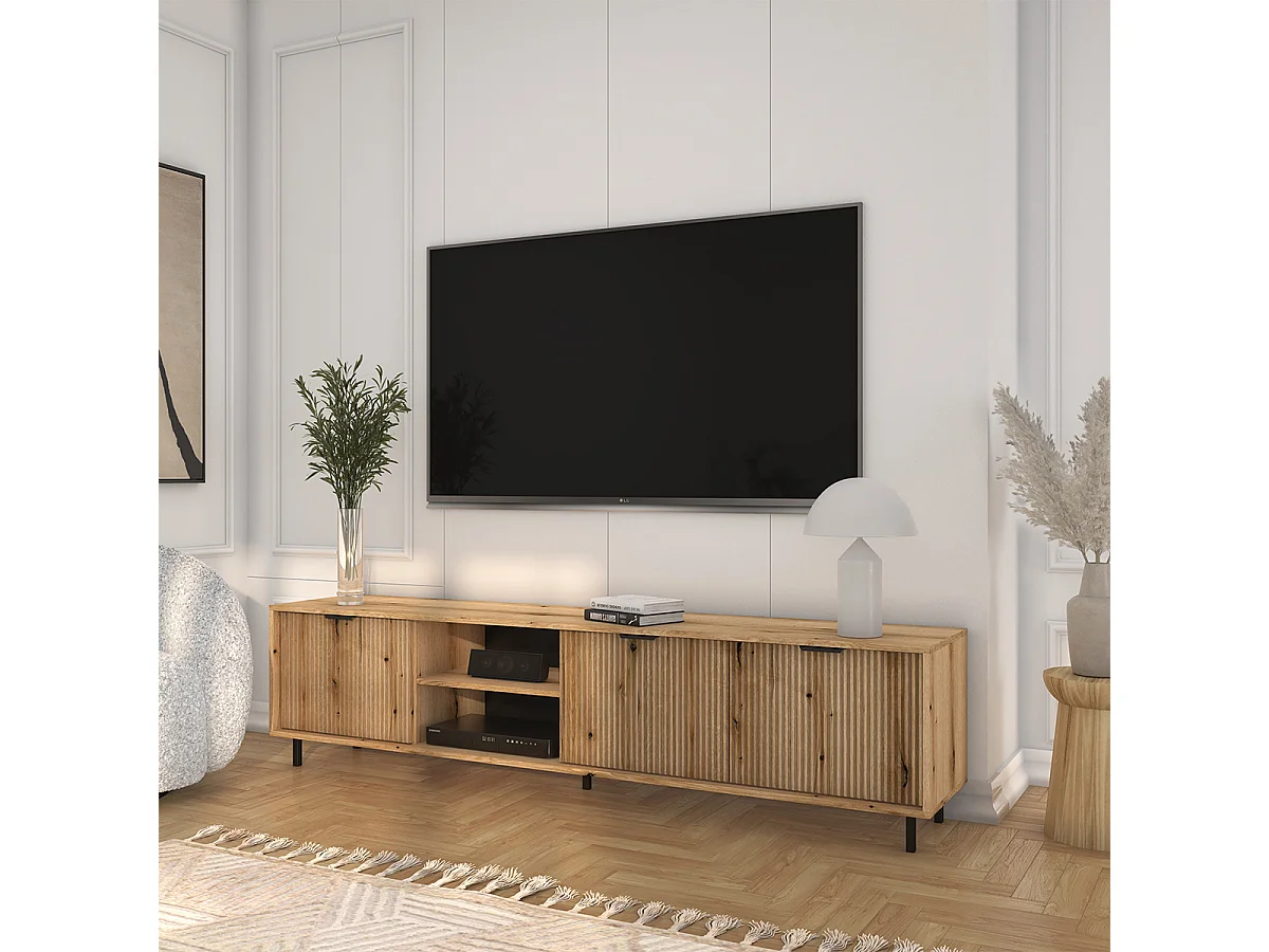 Meuble TV 3 portes 200 cm Soly Bois
