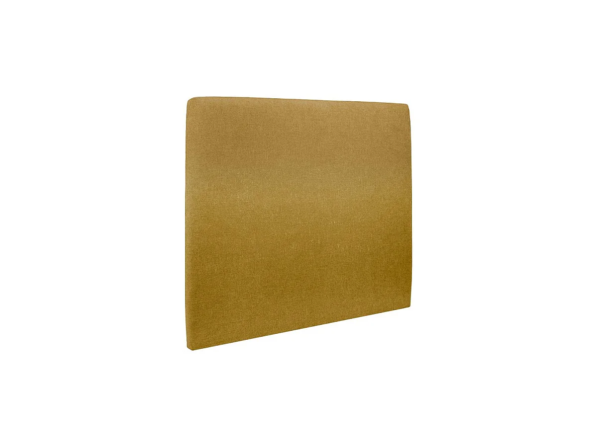 Lit 160x200cm avec tête de lit tapissier tissu et sommier kit jaune - Hauteur totale : 29cm