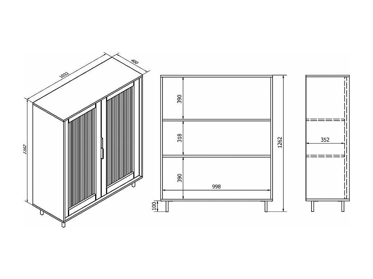 Soly Cachemire 2-door china cabinet