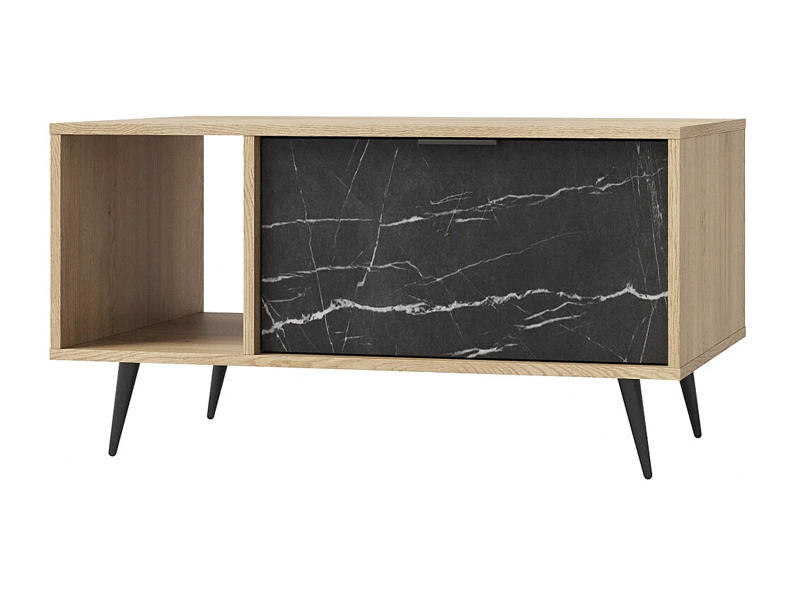 Mesa de centro 1 gaveta Luka madeira e preto 49,2cm