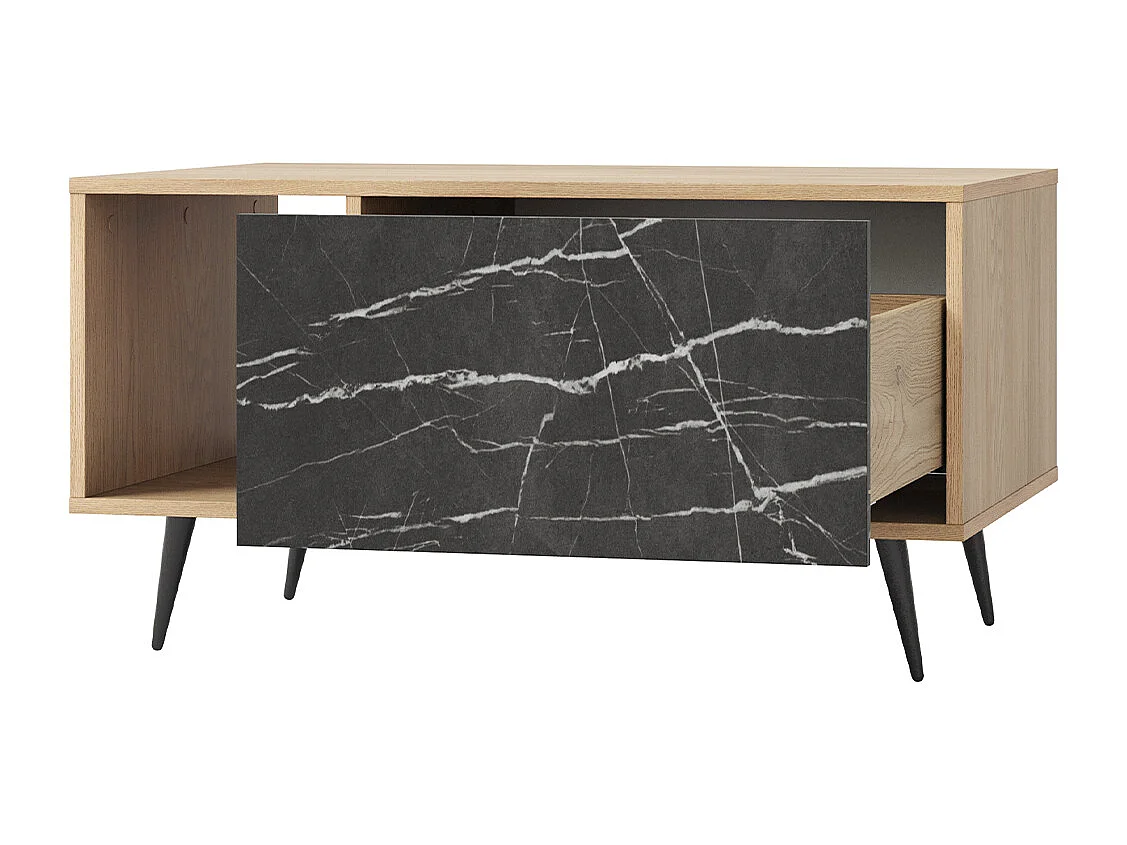 Mesa de centro 1 gaveta Luka madeira e preto 49,2cm