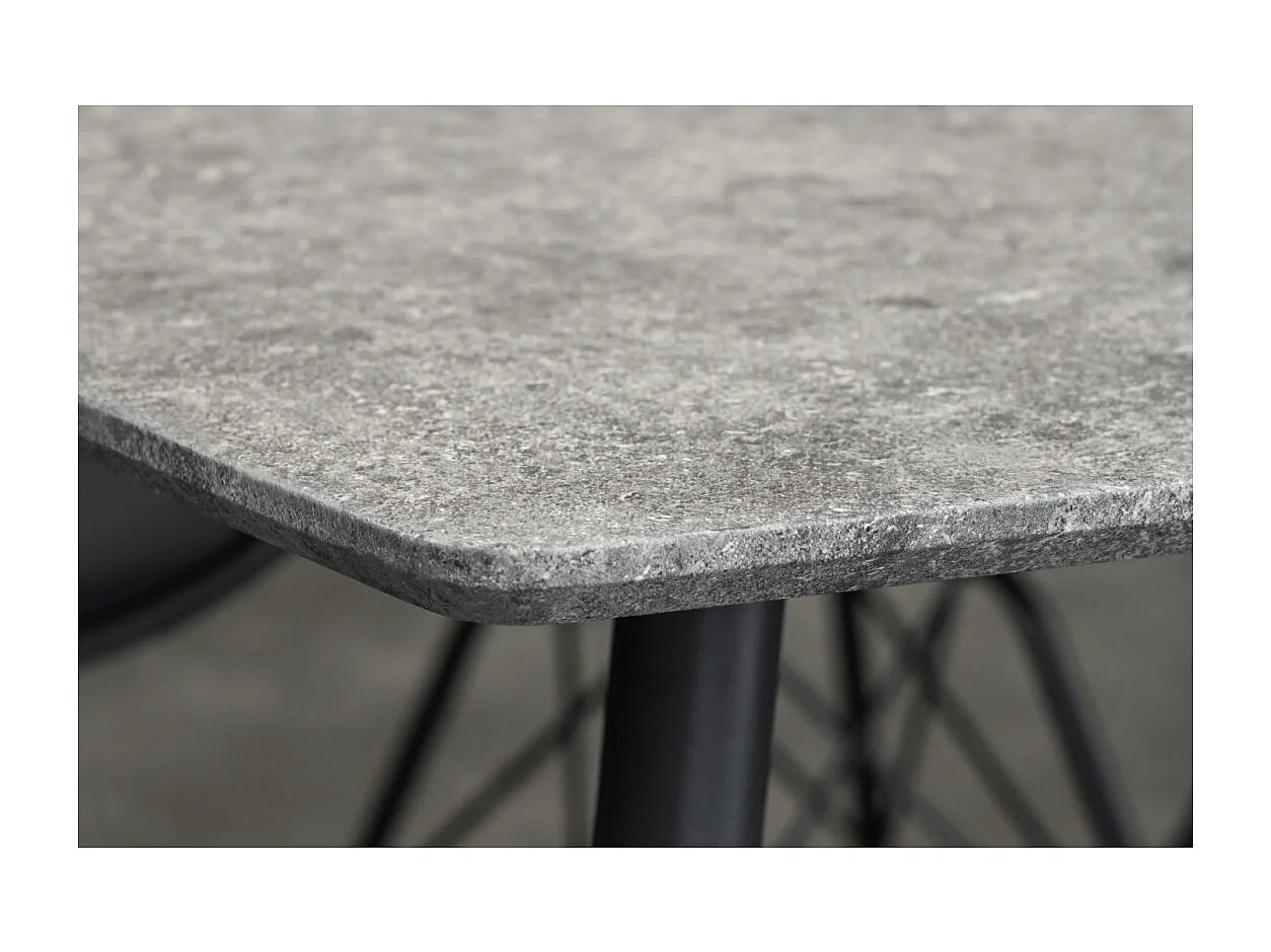 Table de salle à manger CALDERO 140 cm – Table contemporaine aspect pierre et métal