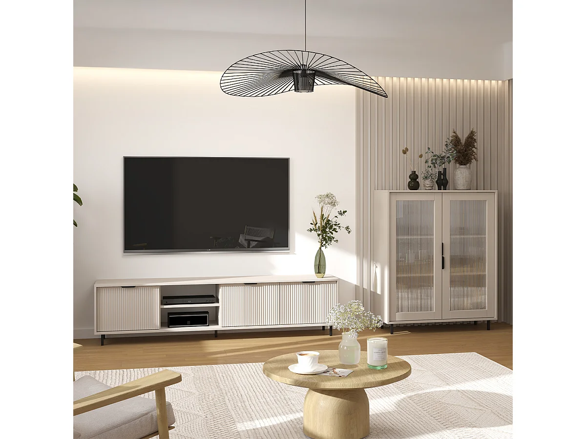 Meuble TV 3 portes 200 cm Soly Cachemire