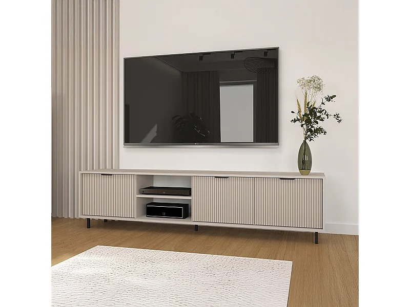 Meuble TV 3 portes 200 cm Soly Cachemire