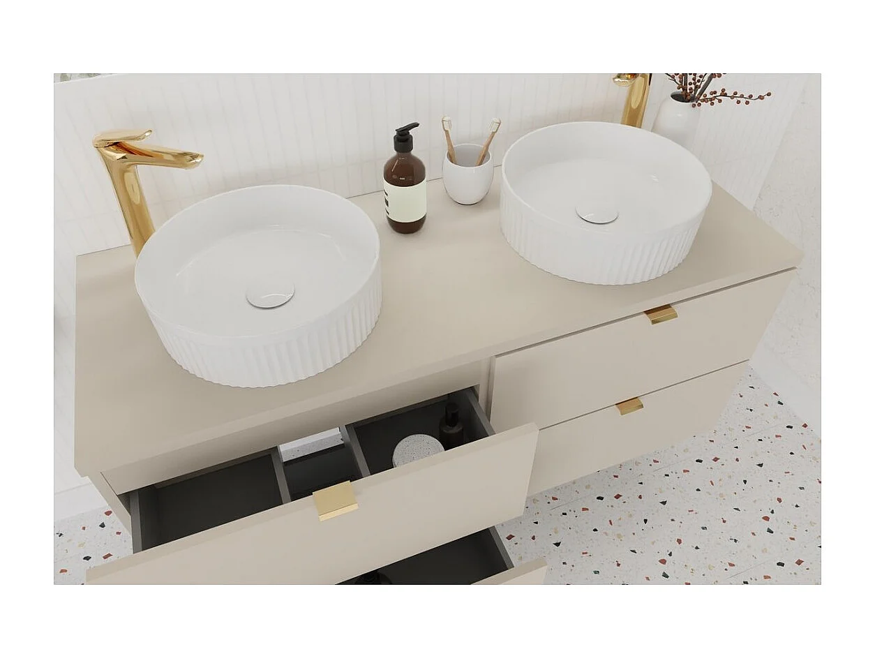 Ensemble de salle de bain BELLA : meubles sous vasque 120cm + plan pour vasque + colonne de rangement
