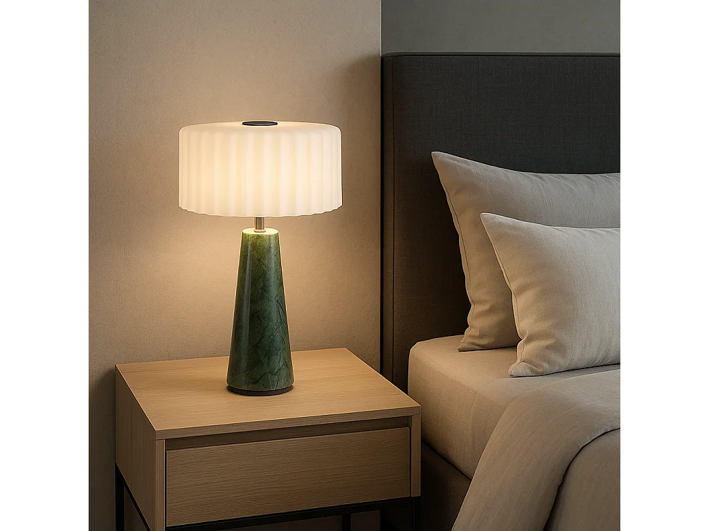 Lampe de table sans fil en marbre BLOK Vert H30cm