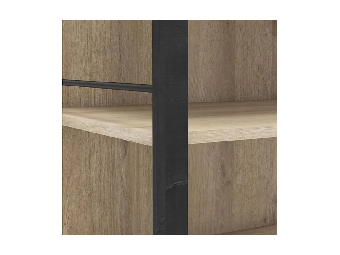 Uitbreidbare kledingkastset RIGA 2 kolommen Kronberg Eik/Mat zwart 179x48x208 cm - Industrieel design, modulair, 2 lades