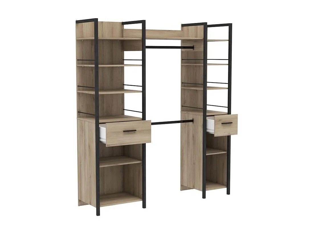 Dressing kit DEMEYERE GARY extensible 2 colonnes L179 P47,9 H207,5 Chêne Kronberg et noir