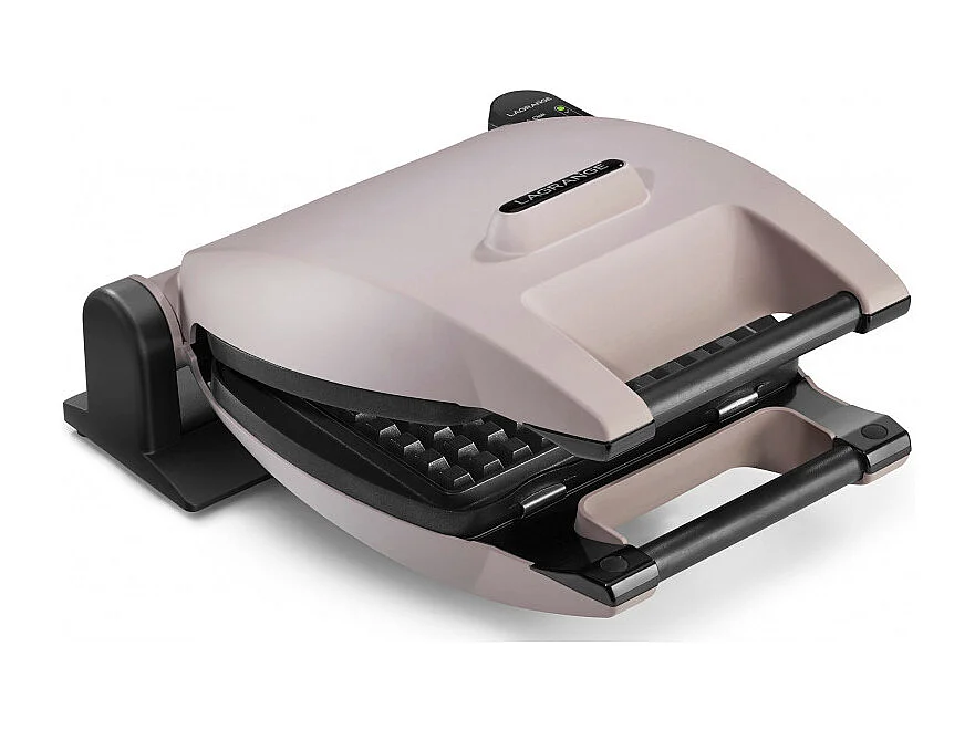 Waffeleisen LAGRANGE 019133 Perlgrau 1200W - Aluminium-Gusseisen-Antihaftplatten, Einstellung Weich/Kross, Waffelspieß Inklusive
