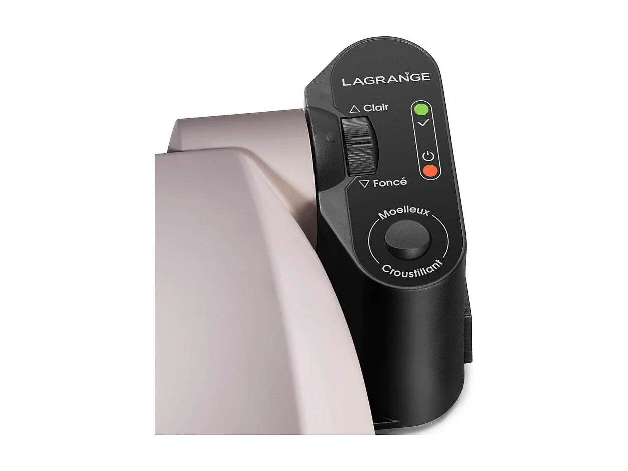 Waffeleisen LAGRANGE 019133 Perlgrau 1200W - Aluminium-Gusseisen-Antihaftplatten, Einstellung Weich/Kross, Waffelspieß Inklusive