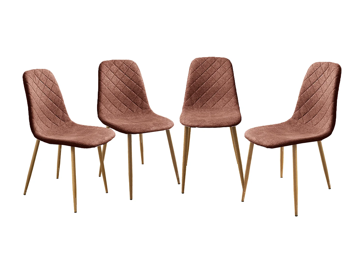 Pack de 4 sillas de comedor de 86x45x54 cm de tela en Marrón con patas roble Suiz