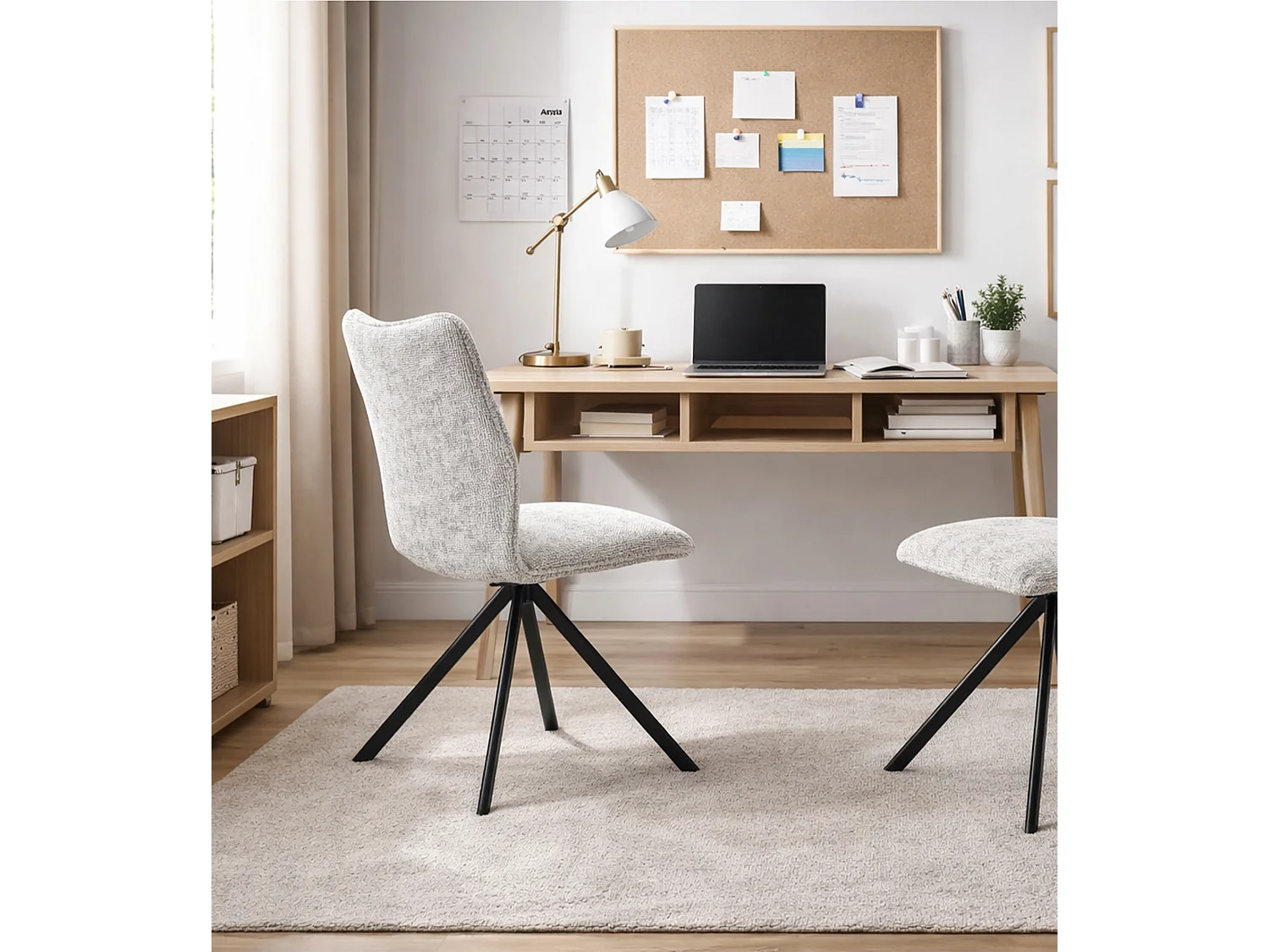 Pack de 2 sillas de comedor giratorias de 93x63x48 cm de tela en color gris Nena