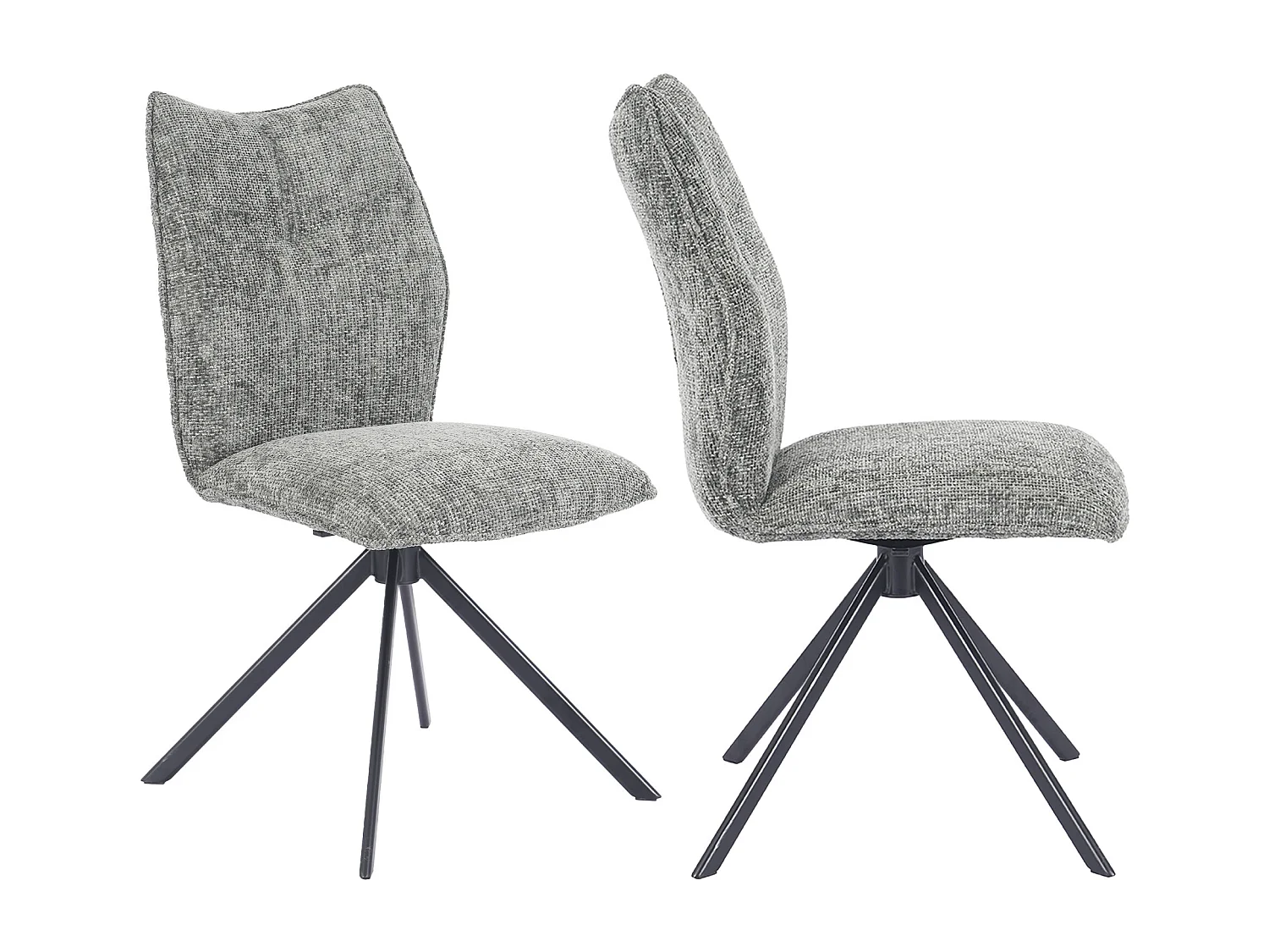 Pack de 2 sillas de comedor giratorias de 93x63x48 cm de tela en color verde musgo Nena