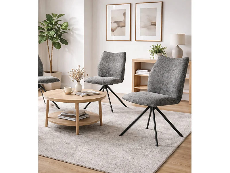 Pack de 2 sillas de comedor giratorias de 93x63x48 cm de tela en color verde musgo Nena