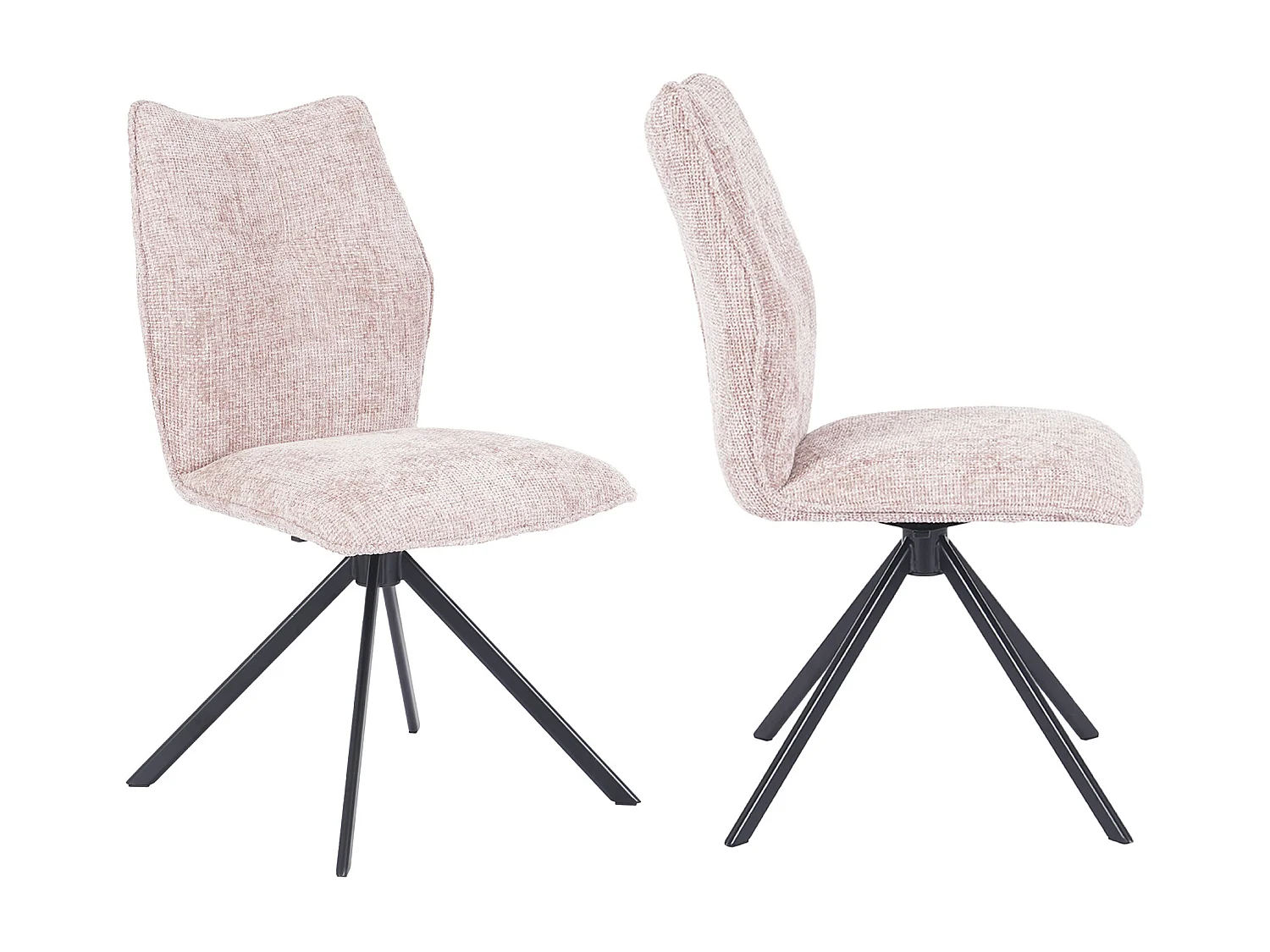 Pack de 2 sillas de comedor giratorias de 93x63x48 cm de tela en color rosa Nena