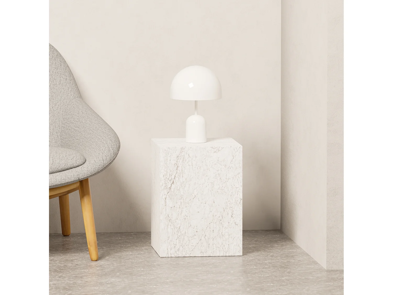 Beistelltisch aus Marmor – weiß – Dove Low