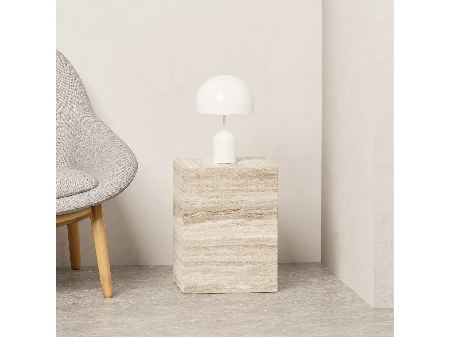 Beistelltisch aus Travertin – beige – Dove Low