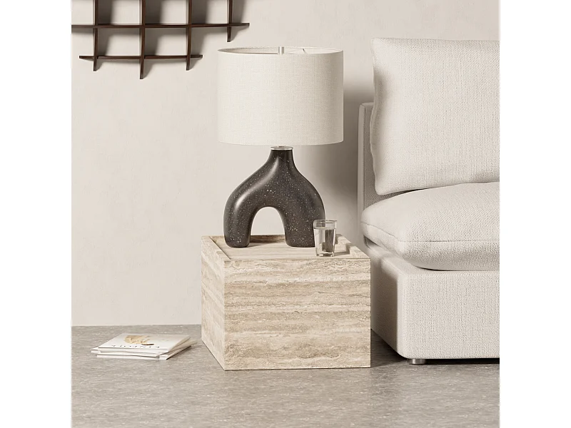 Beistelltisch aus Travertin – beige – Crow Wide