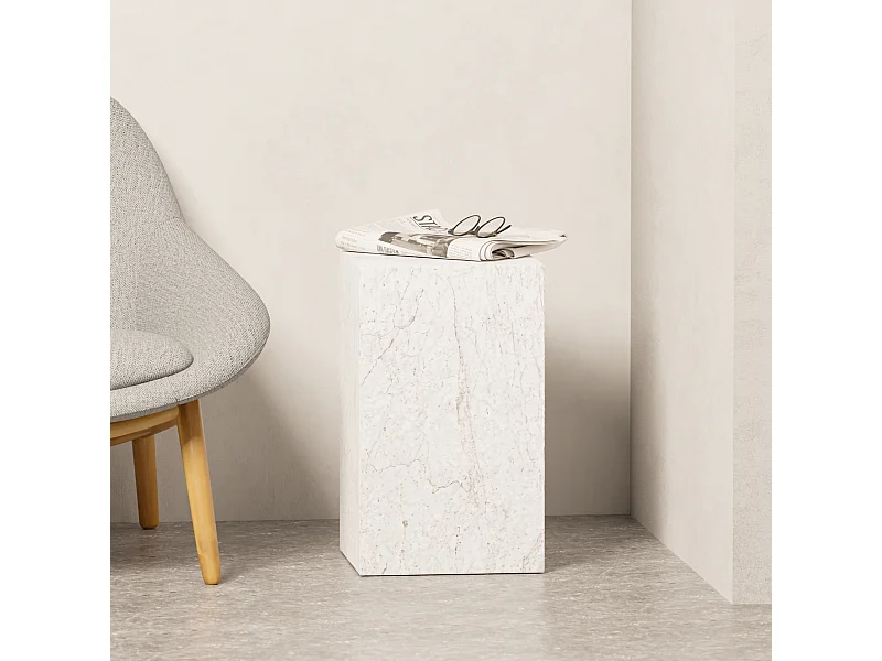 Beistelltisch aus Marmor – weiß – Dove Tall