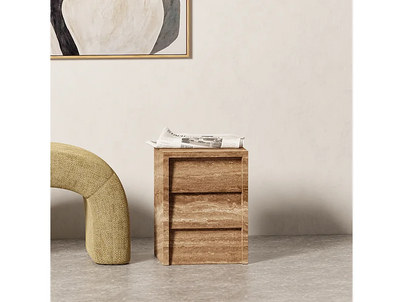 Beistelltisch aus Travertin – Walnuss – Pelican