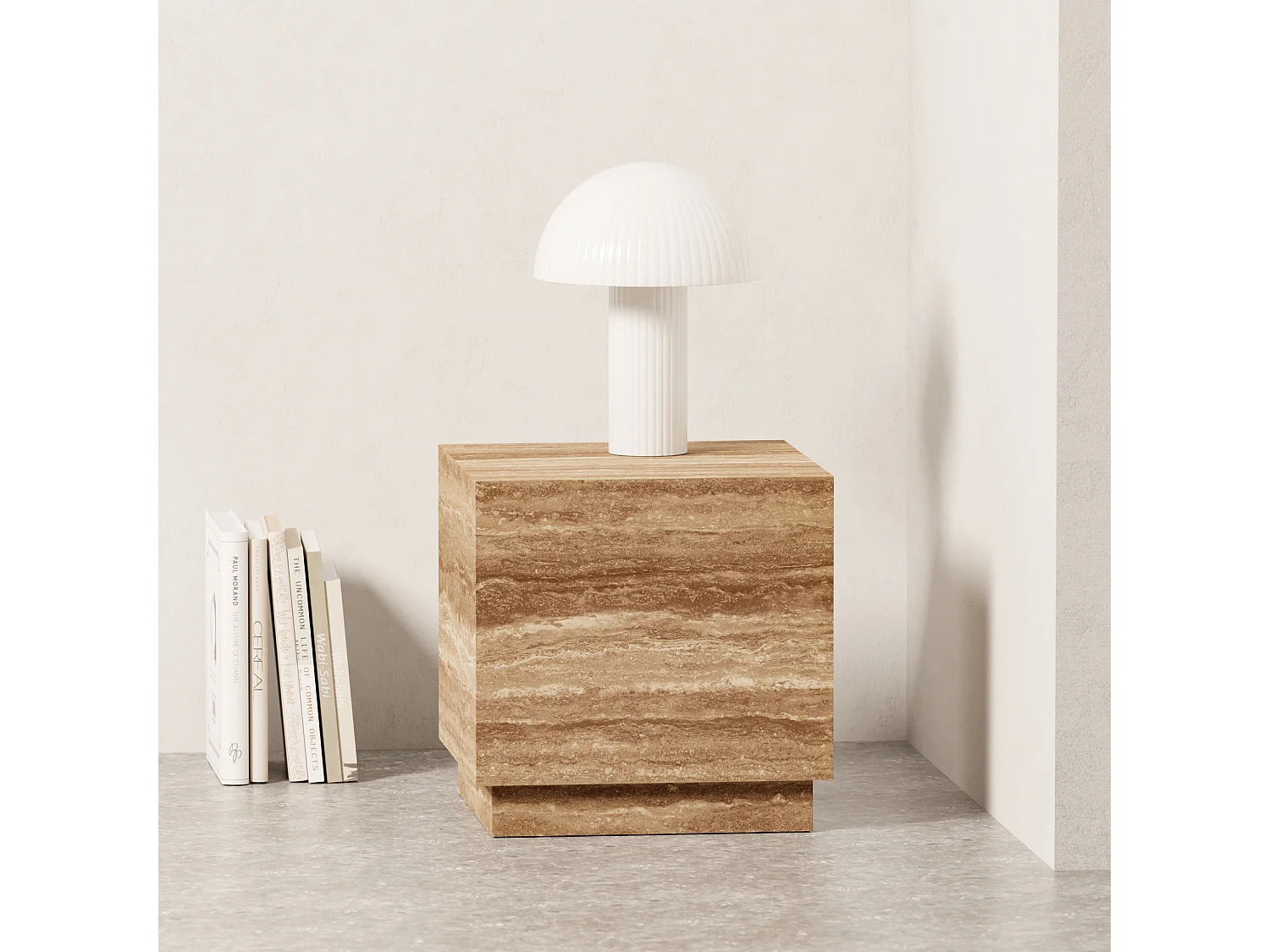 Beistelltisch aus Travertin – Walnuss – Heron