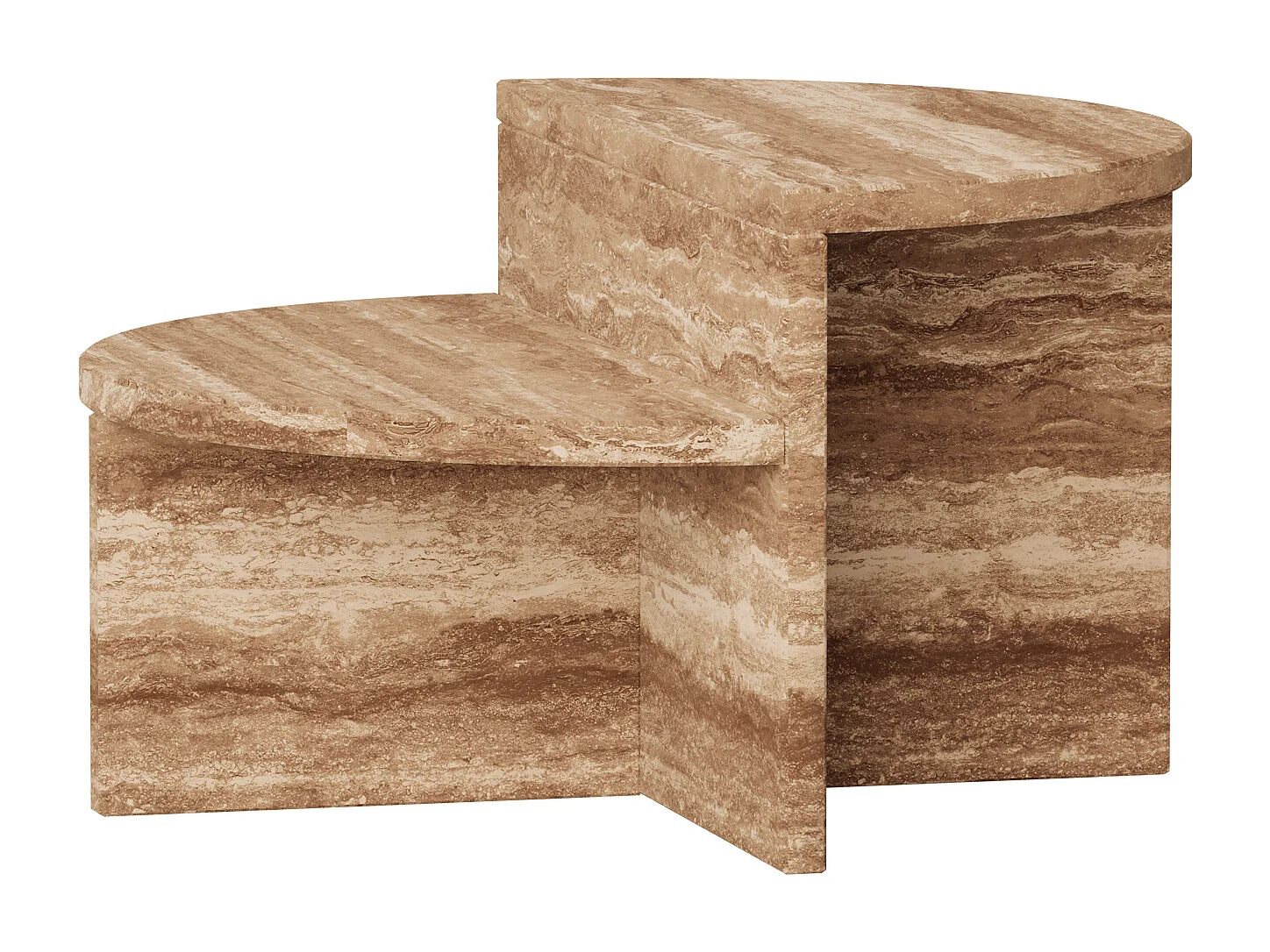 Stolik pomocniczy z trawertynu – orzech – Swan Low