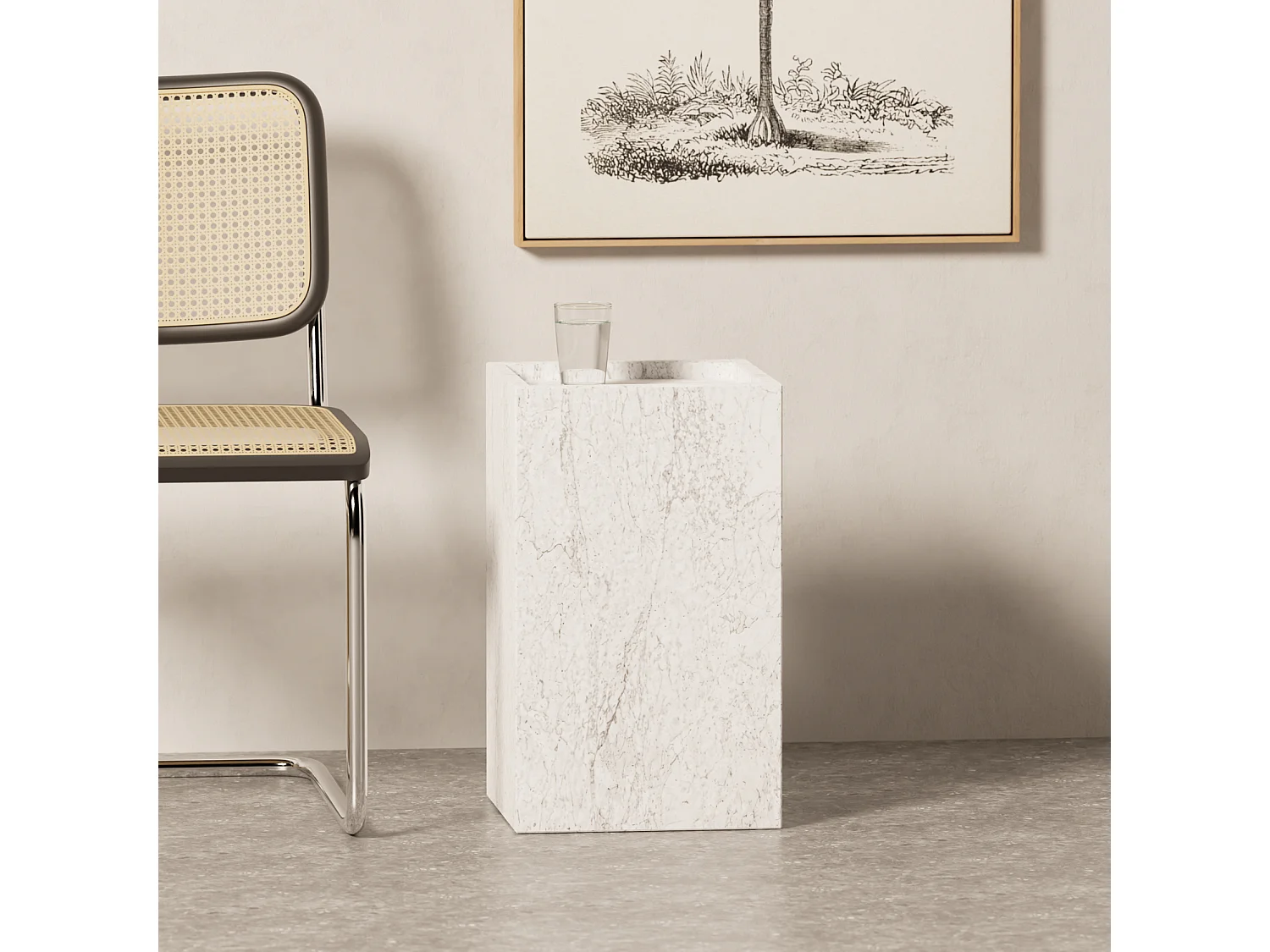 Beistelltisch aus Marmor – weiß – Crow Tall