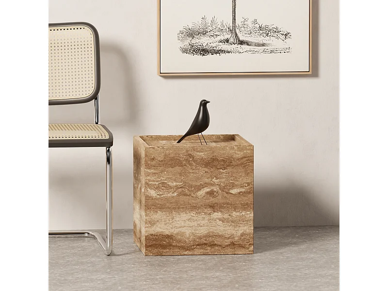 Beistelltisch aus Travertin – Walnuss – Crow