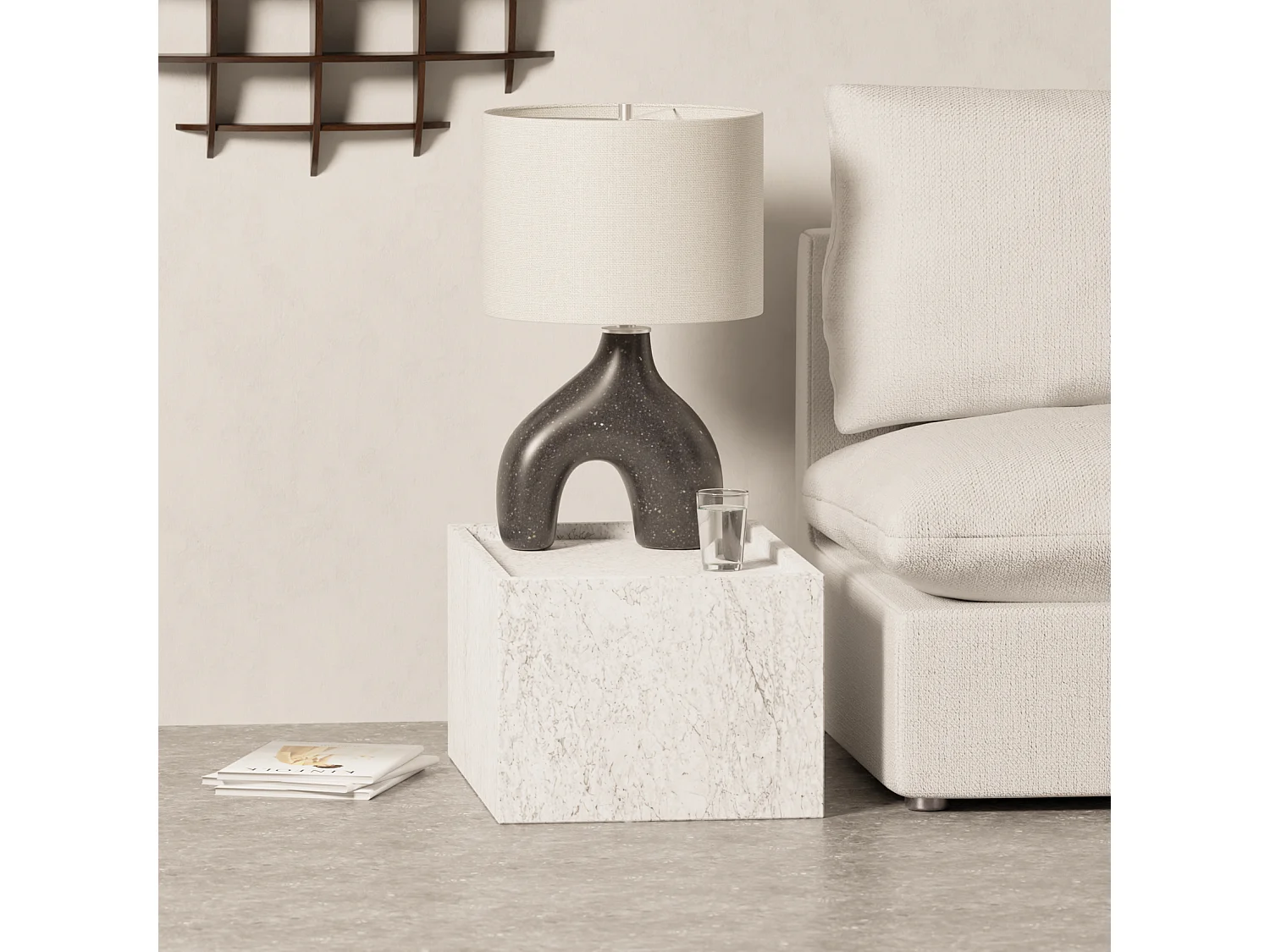 Beistelltisch aus Marmor – weiß – Crow Wide