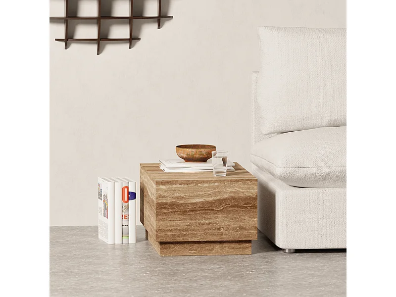 Beistelltisch aus Travertin – Walnuss – Heron Wide