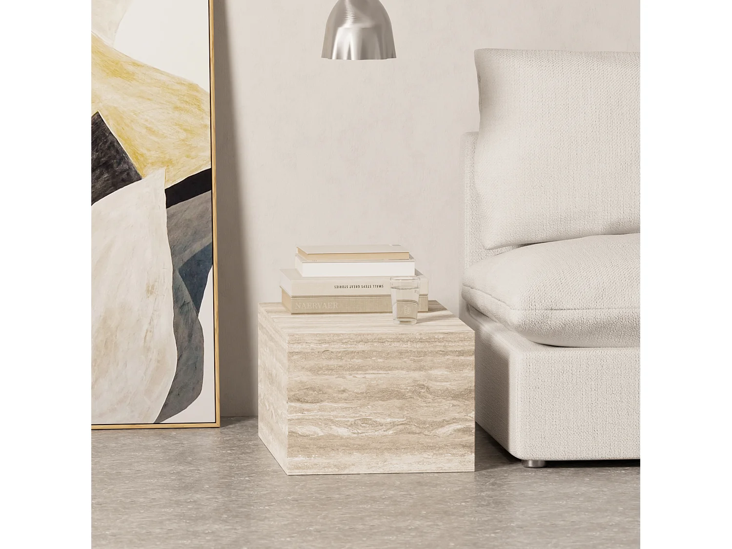 Beistelltisch aus Travertin – beige – Dove Wide