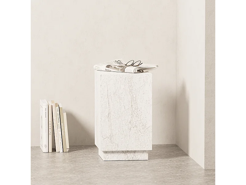 Beistelltisch aus Marmor – weiß – Heron Tall